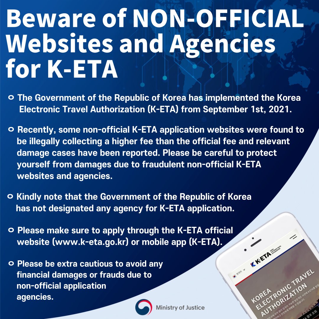Beware of NON-OFFICIAL Websites and Agencies for K-ETA