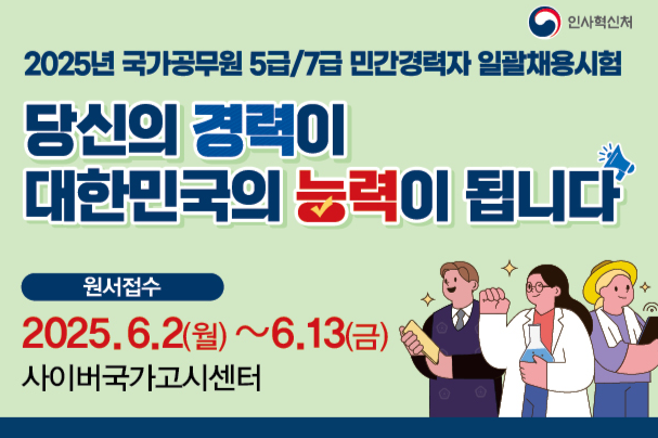 2025년 국가공무원 5급/7급 민간경력자 일괄채용시험