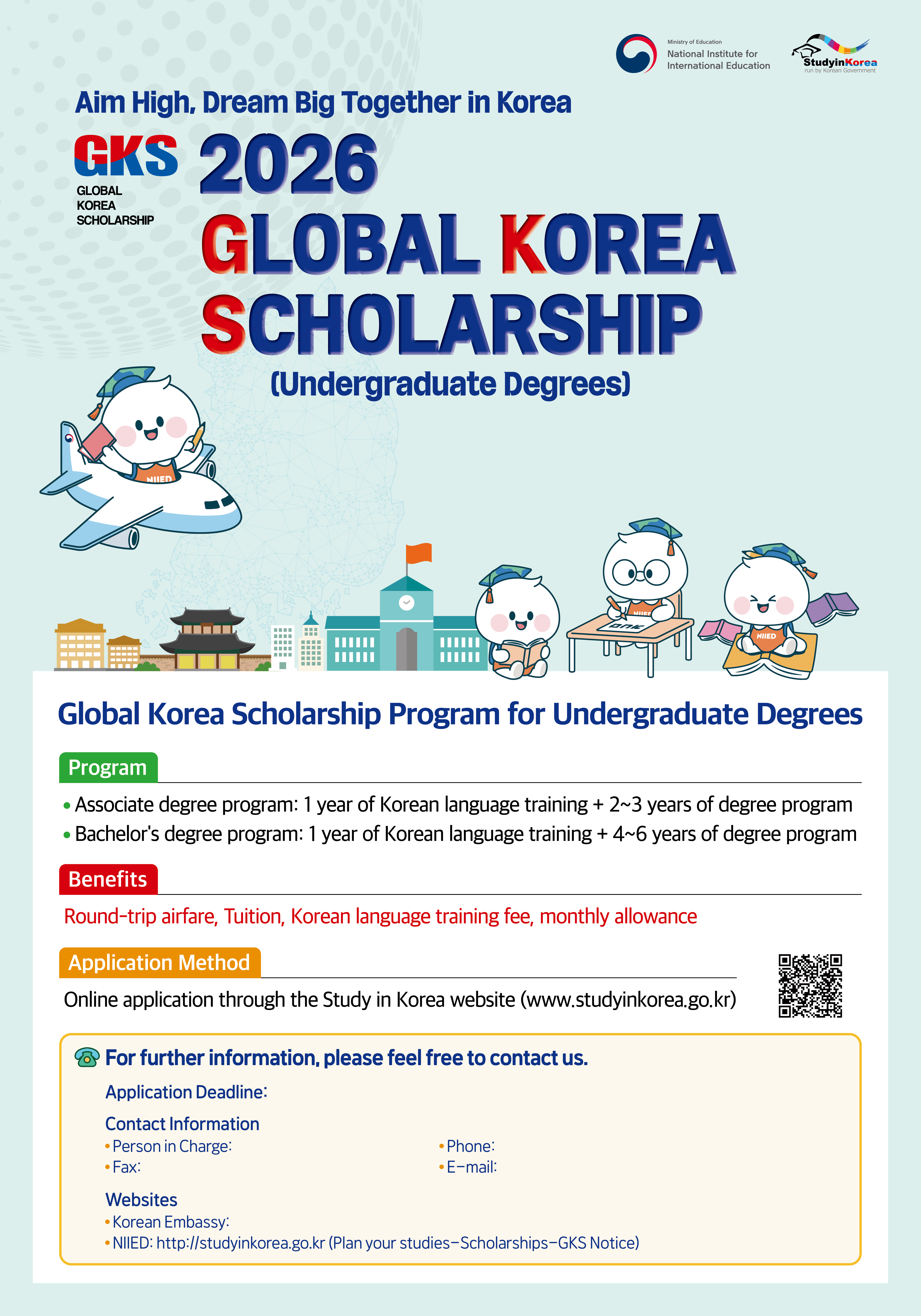 2026 Global Korea Scholarship for Undergraduate Degrees (GKS-U)