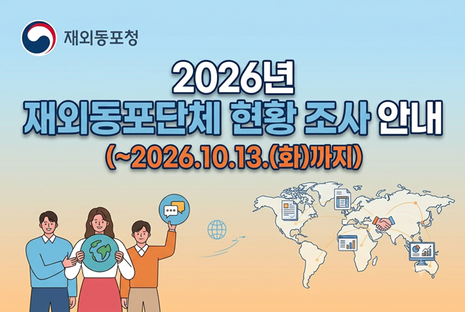 2026년 재외동포단체 현황 조사 안내 (~2026.10.13.(화)까지)