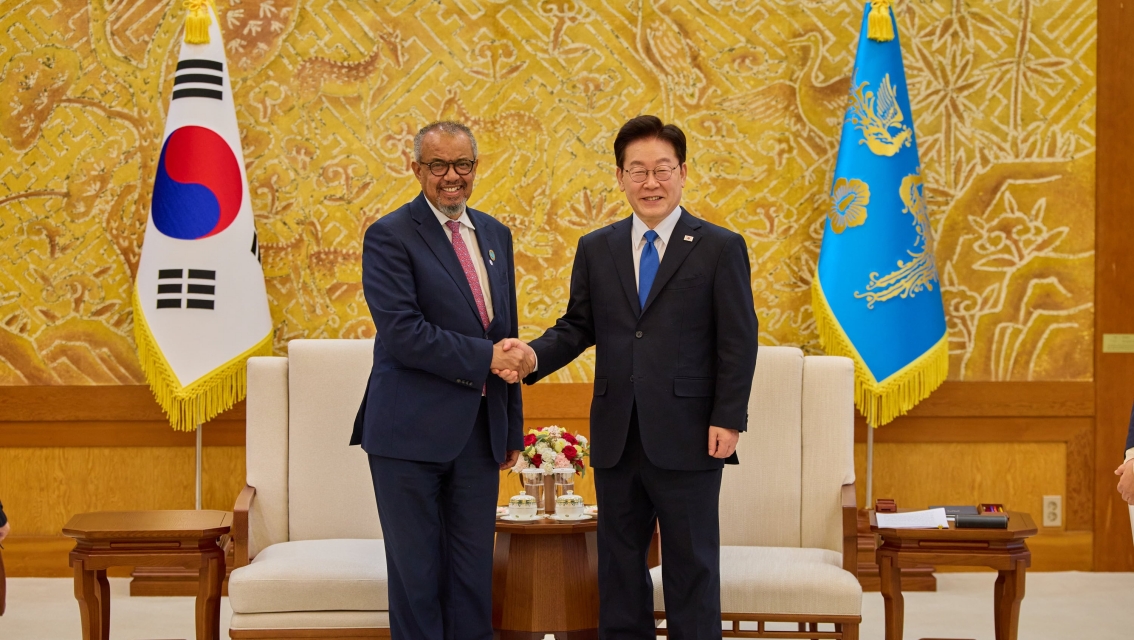 이재명 대통령, 테드로스 아드하놈 게브레예수스 WHO 사무총장 접견