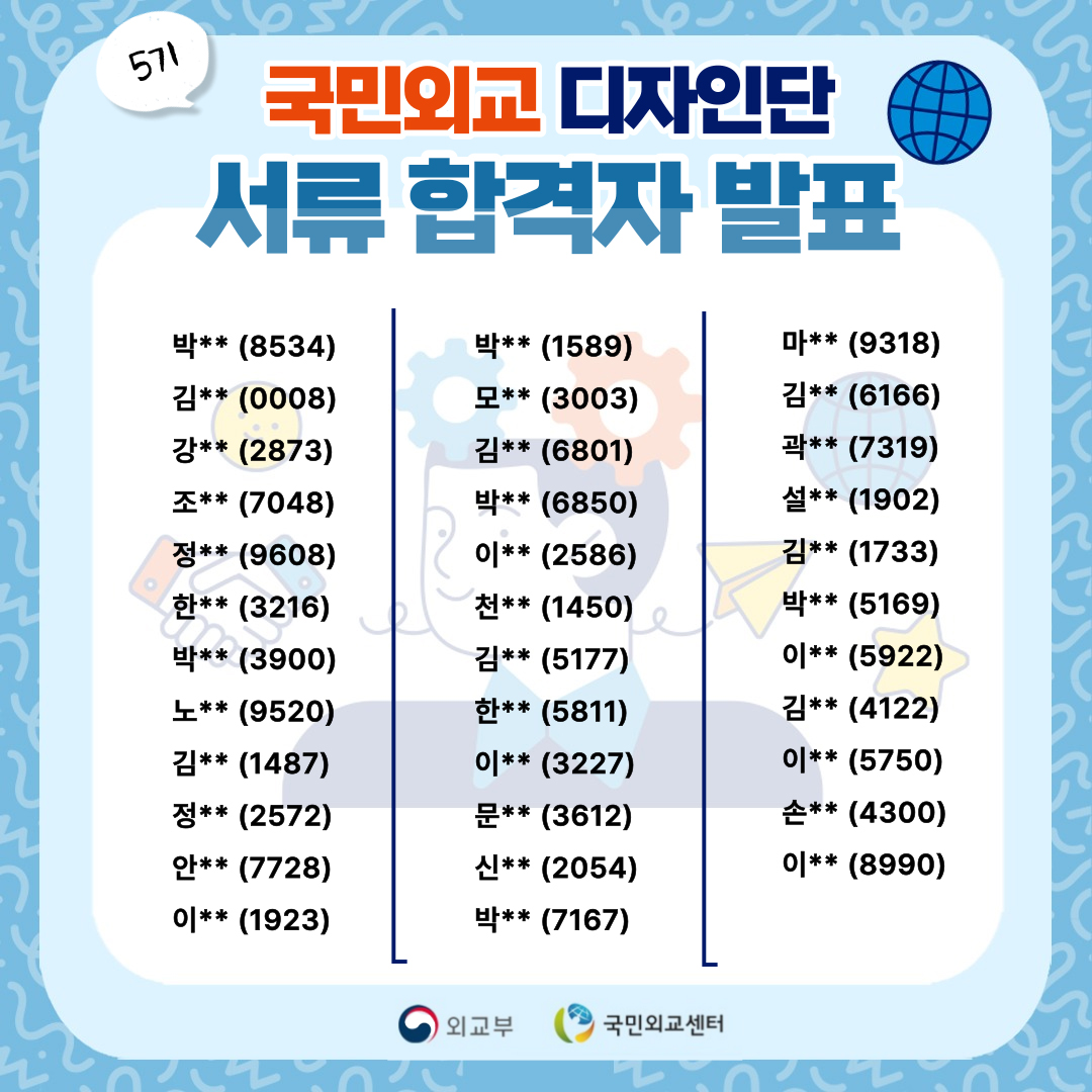 국민외교 디자인단 5기 서류 합격자 발표 